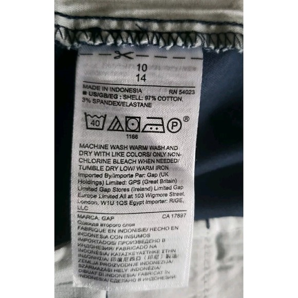 Sz 10 GAP Shorts Women Navy Pineapple Chino City Mid Rise Pockets Stretch EUC - Picture 4 of 7